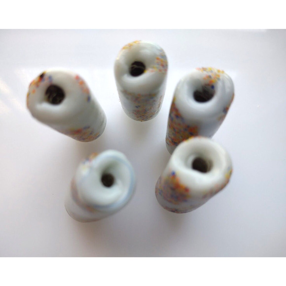 5 Vintage 1960's Large Splatter Ceramic Hippy Handmade Beads Jewelry Crafts Mod - Picture 4 of 4